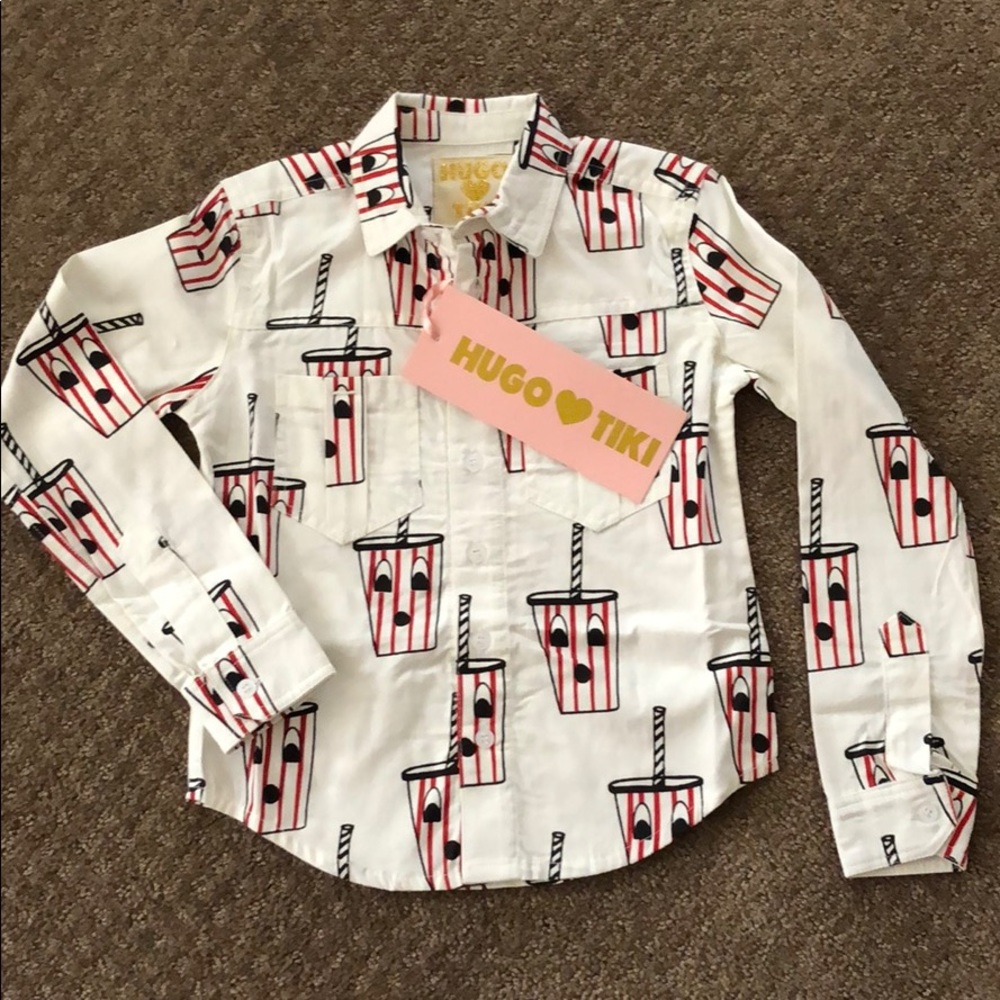 Hugo Loves Tiki Button Down NWT